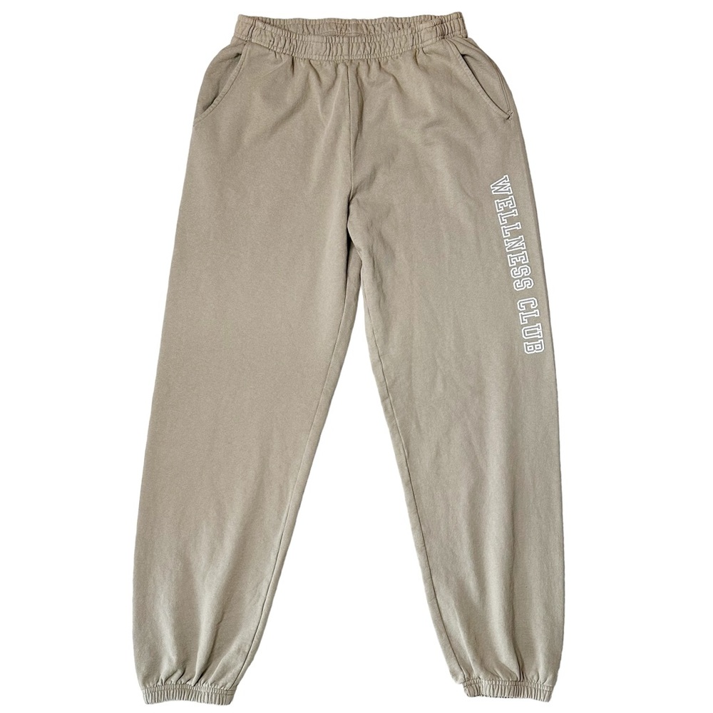 NWOT Sporty & Rich Wellness Club Cotton Track Sweatpants Beige Unisex XL